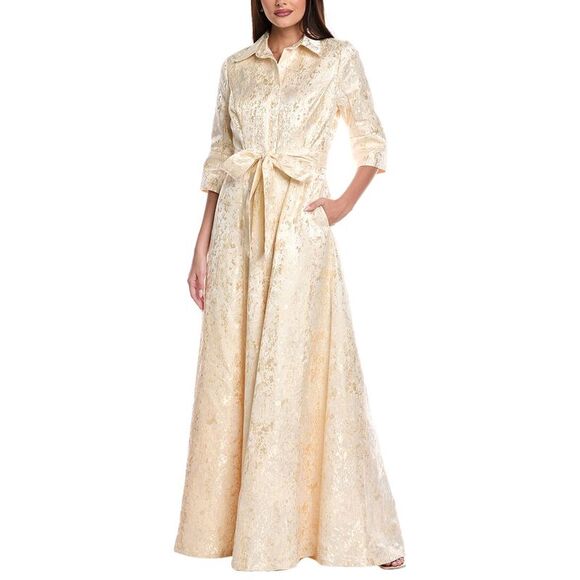 Rene Ruiz WomensTaffeta Shirt Gown Gold